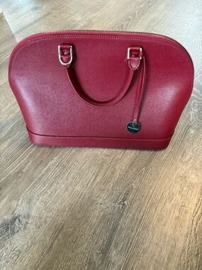 Red Leather Dome Satchel